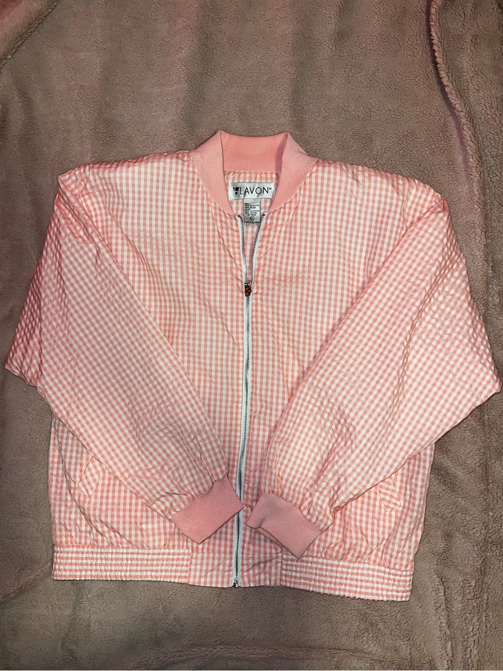 Avon Pink Gingham Bomber Jacket